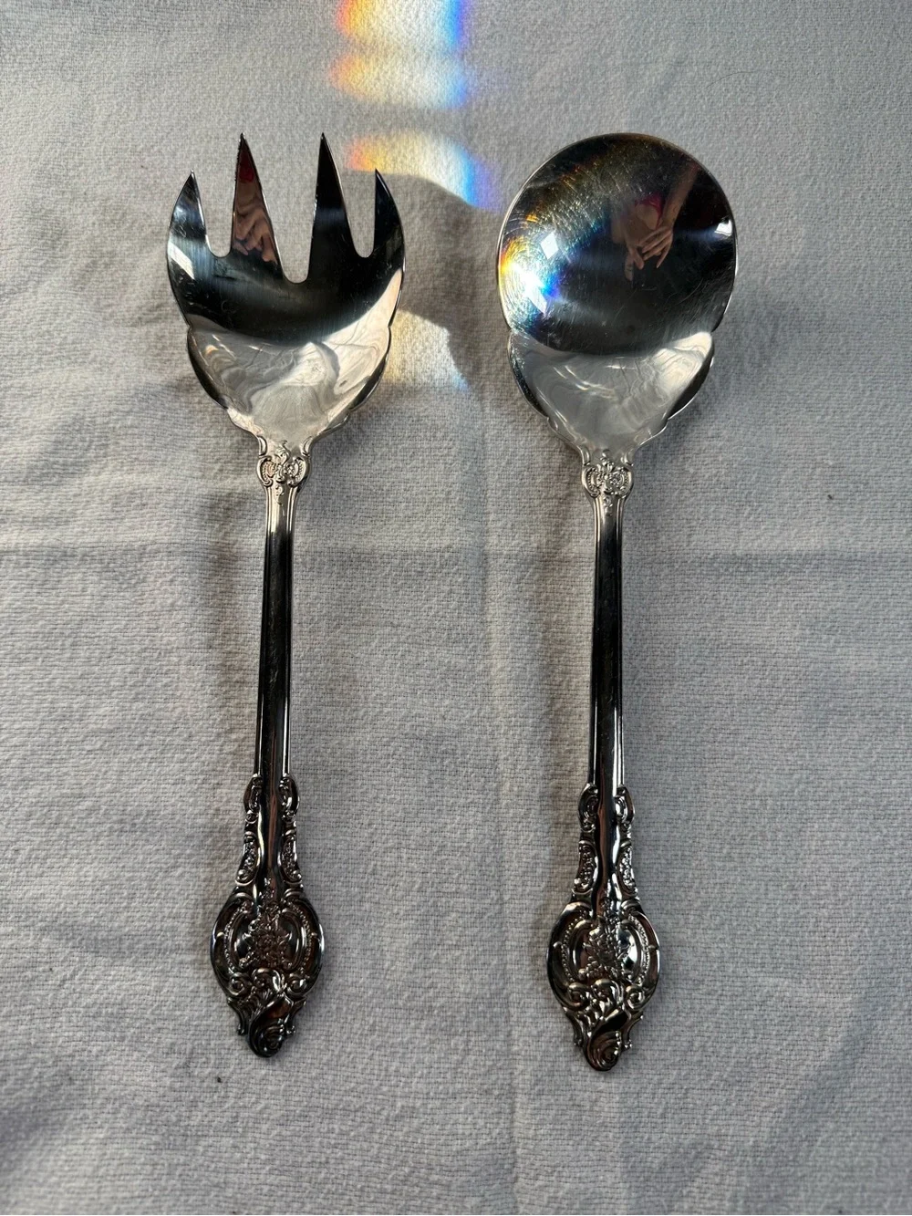 Vintage Wallace Silverplate Silver Serving Salad Spoon and Fork